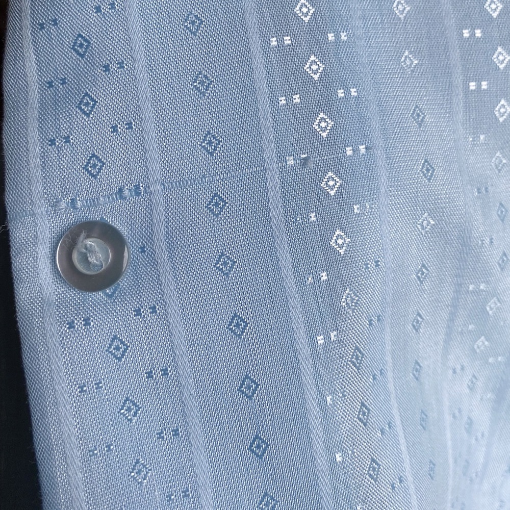 70s VTG light blue floral cottage core collar button up blouse - Picture 6 of 8